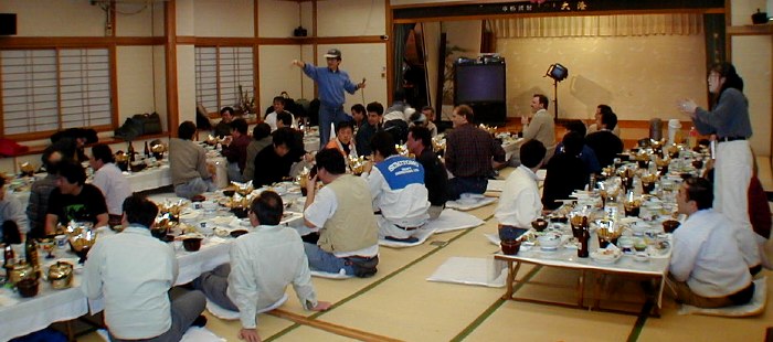 Most of the 60 people at dinner (66K JPEG)